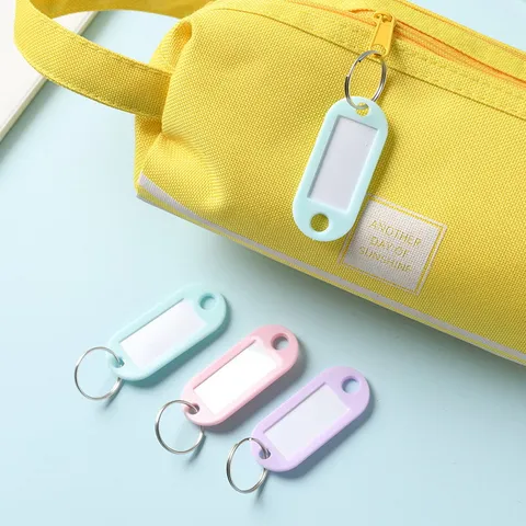 Plastic Key ID Tags With Split Ring Label Window Macaron Colors Classification Key Labels For Hotel Luggage Baggage Organizing