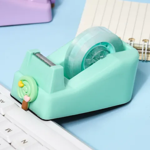 Creative Cartoon Lollipop Tape Dispenser Cute Macaron Color Mini Tape Cutter For Office School Desktop Stationery Supply