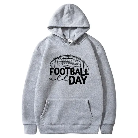 Men's Fleece Lined Hoodie American Football Printed Casual Pullover Long Sleeve Sweatshirt Winter Sports Top