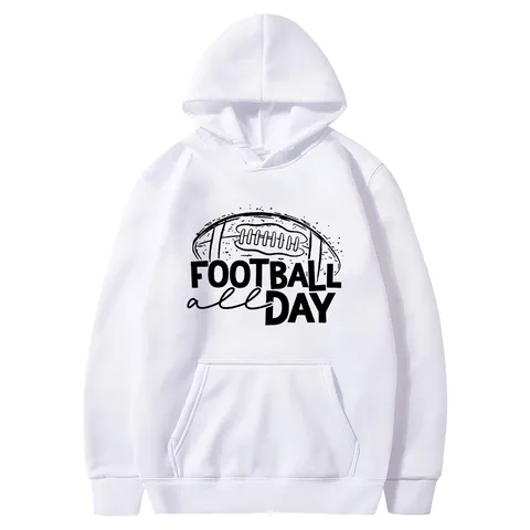 Men's Fleece Lined Hoodie American Football Printed Casual Pullover Long Sleeve Sweatshirt Winter Sports Top