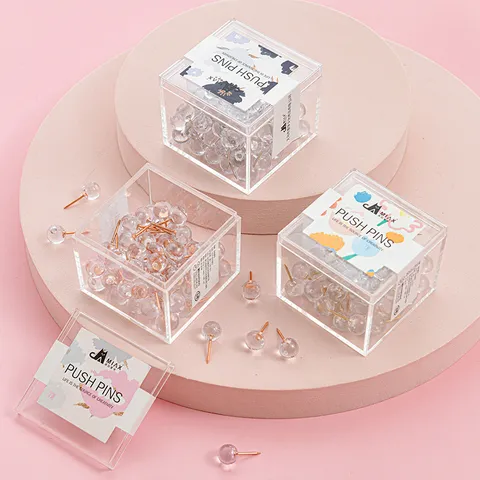Creative Transparent Globe Push Pins Round Head Thumbtacks For Office School Cork Board Message Board Decorative Stationery