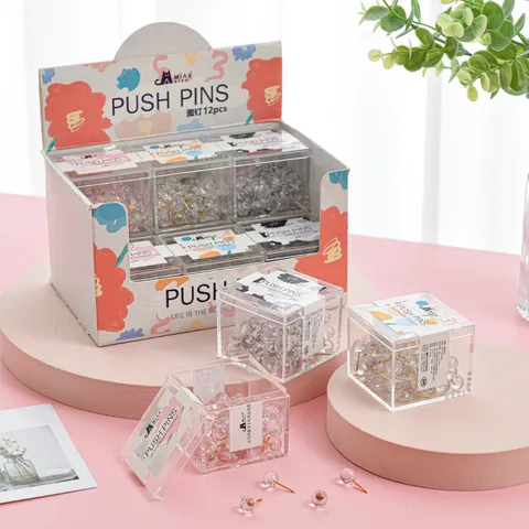 Creative Transparent Globe Push Pins Round Head Thumbtacks For Office School Cork Board Message Board Decorative Stationery