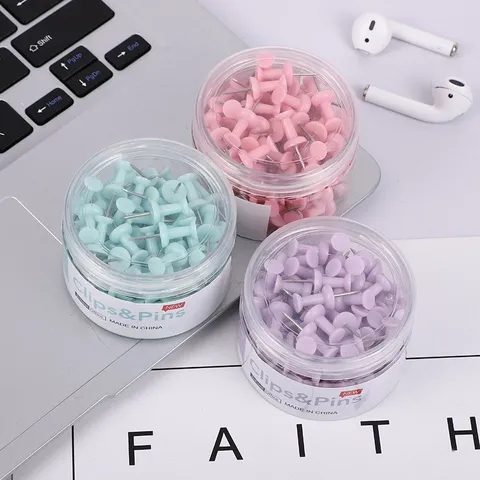 Macaron-Farbe Büro Schreibwaren Büroklammern Reißzwecken Binder Clips Transparenter Behälter Organisation Studentenbedarf Bedarf