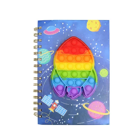 A5 Cartoon Dekompressions-Notizbuch Regenbogen Metall Spirale Silikon Blase Fidget Spielzeug Tagebuch Student Hand Ledger Schreibwaren