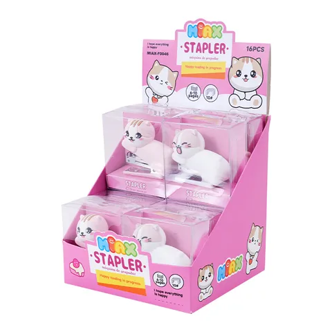 Cute Cat Shaped Silicone Mini Stapler Portable Student Creative Desktop Stapler Office Binding Machine Stationery Supplies
