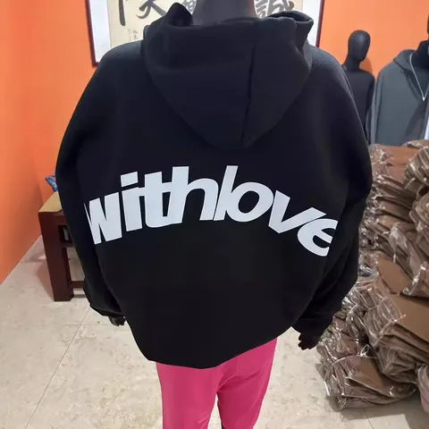 Sweat à Capuche Décontracté Oversize à Épaules Tombantes Doublé Polaire Hiver pour Hommes et Femmes