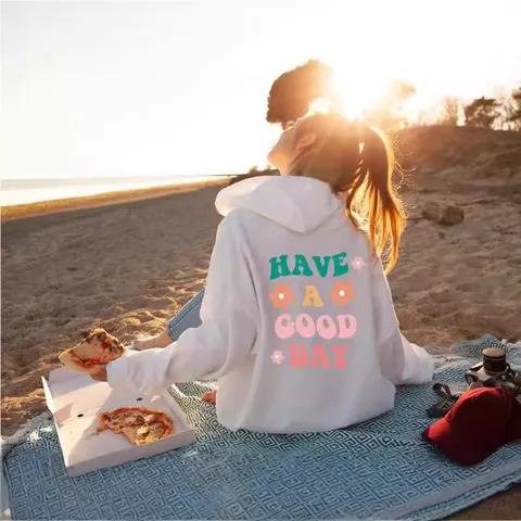 Sweat à Capuche Doublé Polaire Unisexe Décontracté Manches Longues Pull à Capuche Avec Motif Floral Et Lettre Imprimé