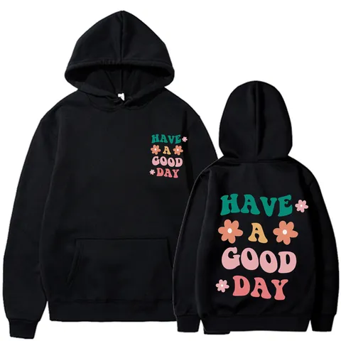Sweat à Capuche Doublé Polaire Unisexe Décontracté Manches Longues Pull à Capuche Avec Motif Floral Et Lettre Imprimé