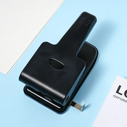 Heavy Duty Double Hole Puncher Metal Office Paper Punch Heavy Duty Hole Puncher Adjustable Desk Punch Machine Black