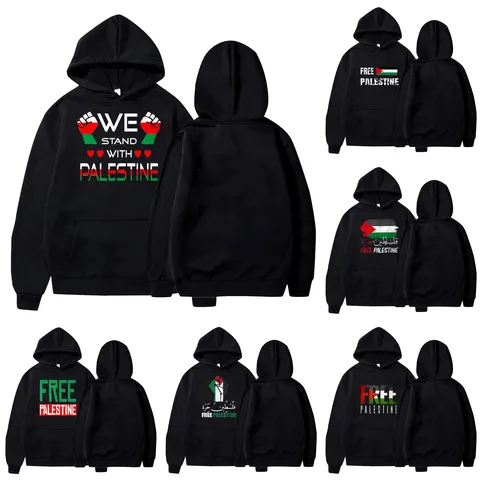Men Polyester Printed Fleece Hoodie Fashion Casual Long Sleeve Letter Slogan Pocket Outerwear Top