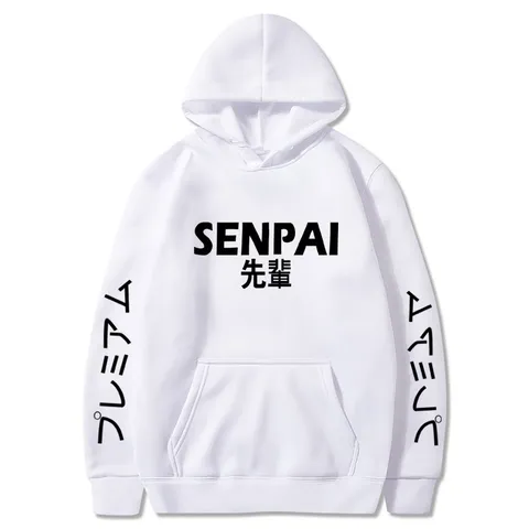 Haut à Capuche Style Japonais pour Hommes Imprimé Lettres SENPAI Doublé de Molleton Coupe Décontractée Sweat à Capuche Sportif pour Hommes Femmes