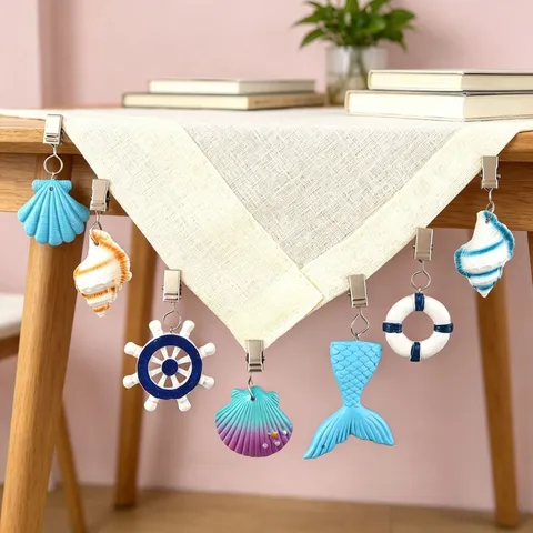 Stile Oceano Mediterraneo Resina Sintetica Conchiglia Stella Marina Pesi Tovaglia Clip Creativa Decorazione Casa Gancio Ciondolo