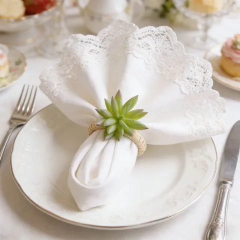 Servilletero de Suculenta Artificial Soporte de Servilleta de Rotán Tejido Europeo Hebilla de Servilleta de Planta Verde Falsa Para Hotel Cena Fiesta Hogar Mesa Decoración
