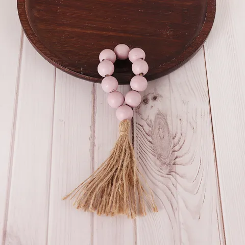 Nordic Style Plastic Bead Napkin Ring Pink Creative Napkin Buckle with Tassel Decoration for Hotel Western Dining Table Decor Home Tableware