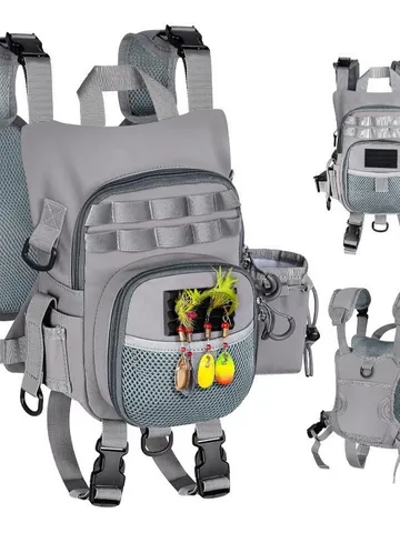 Sac de Poitrine Pêche à la Mouche Léger Imperméable Tissu Oxford Poches Multiples Sac de Rangement Équipement de Pêche Tactique Pour Aventure en Ruisseau Extérieur