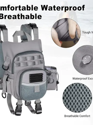 Sac de Poitrine Pêche à la Mouche Léger Imperméable Tissu Oxford Poches Multiples Sac de Rangement Équipement de Pêche Tactique Pour Aventure en Ruisseau Extérieur