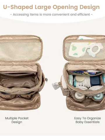 Nylon Quilted Diaper Backpack Large Capacity Mommy Bag Travel Baby Nappy Bag Multi-Pocket Infant Bag Changing Pad