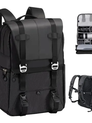 Professional Waterproof Canvas Camera Backpack Large Capacity Travel Photography Daypack For Laptop