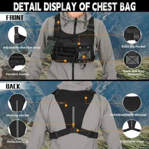 Men Tactical Chest Bag Multifunctional Outdoor Waterproof Oxford Cloth Vest Backpack Casual Sports Sling Bag