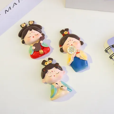 Cute Tang Dynasty Female Figurine Resin Desktop Ornament Office Home Decor Traditional Chinese Collectible Craft Gift