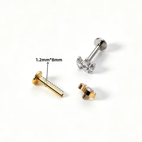 G23 Titan Zirkonia Innengewinde Lippenstecker Labret Ring Mode Krone Geometrischer Anhänger Ohrring Piercing Schmuck Für Unisex