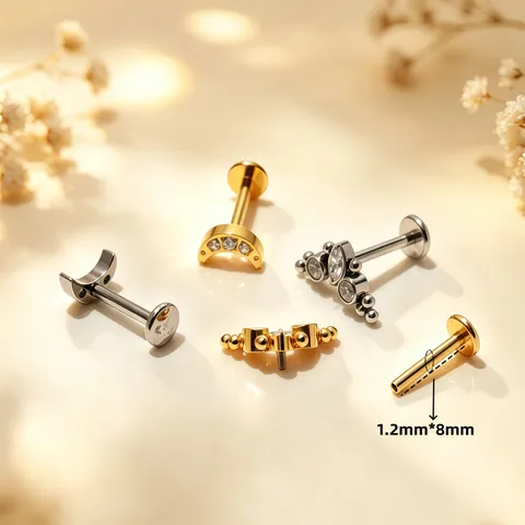 G23 Titaanlegering F136 Labret Stud Lip Ring Maan Hert Zirconia Oorkraakbeen Piercing Sieraden Voor Unisex Goud Zilver Sieraden Cadeau