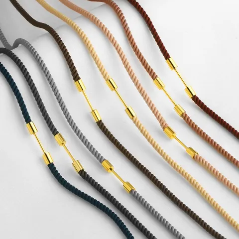 Handgewebte Baumwollseil DIY Halskette Kordel Lanyard Kupfer Gold Überzogen Schmuckherstellung Zubehör Für Damen Herren Unisex