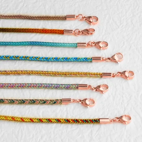Handwoven Cotton Rope Necklace Cord With Genuine Gold Plated Copper Lobster Clasp Colorful Braided Cord Jewelry Finding Supplies For Women Men DIY Craft Making