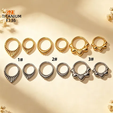 F136 Titanium Alloy Teardrop Clicker Septum Ring Hinged Segment Nose Ring For Women Men Ear Cartilage Helix Daith Piercing Jewelry