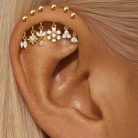 316L Edelstahl Eule Herz Kleeblatt Knorpel Ohrstecker Minimalistische Strass Helix Conch Piercing Schmuck Für Unisex