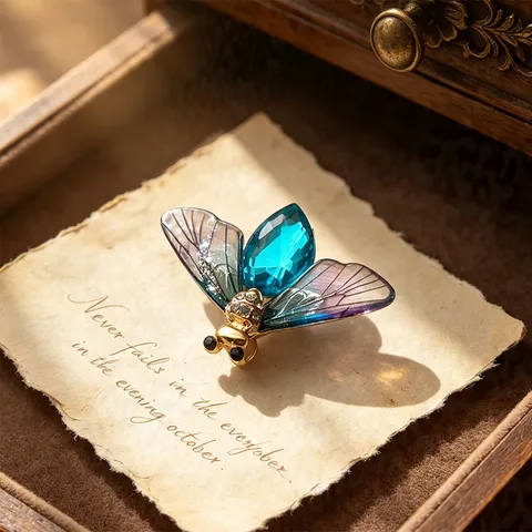 Vintage Bienen Brosche Für Damen Transparent Farbverlauf Zikadenflügel Insekten Anstecknadel Strass Zinklegierung Anzug Mantel Ansteckblume