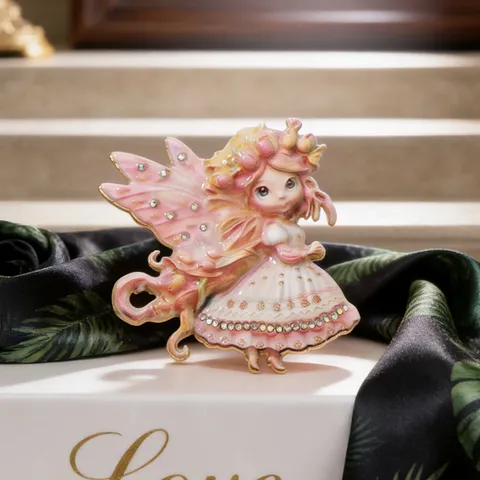 Phantasie Fee Brosche Süße Cartoon Elfenbrosche Zinklegierung Strass Emaille Blume Fee Brosche Für Damen High-End Anstecknadel Schmuck