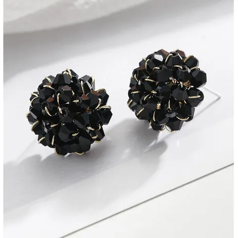 Minimalistische Synthetische Kristall Blume Kugel Ohrstecker Edelstahl Stift Handgemachte Kleine Frische Zierliche Schmuck Für Damen