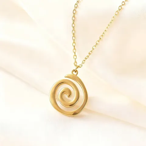 Moda Acciaio Inossidabile Vortice Geometrico Ciondolo Collana Orecchini a Cerchio per Donna Minimalista Cerchio Gioielli Regalo