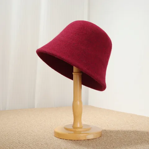Französischer Vintage Wollmischung Fischerhut Für Damen Herbst Winter Warmer Glockenhut Breite Krempe Fedora Sonnenhut Beckhut Kappe