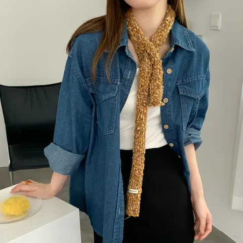 Sciarpa A Incrocio In Maglia Retrò Coreana Per Donna Autunno Inverno Calda In Filato Acrilico Sciarpa Corta Scaldacollo Per Donna