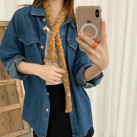 Sciarpa A Incrocio In Maglia Retrò Coreana Per Donna Autunno Inverno Calda In Filato Acrilico Sciarpa Corta Scaldacollo Per Donna