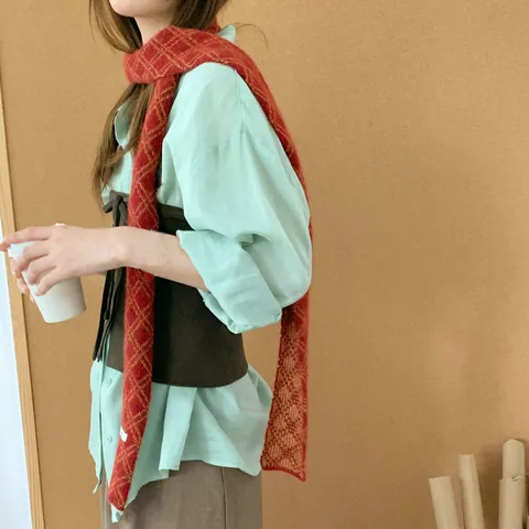 Schal Damen Koreanischen Rautenmuster Strickschal Wolmischung Baguette Schal Lässig Vielseitig Warm Nackenschutz Deko Halstuch