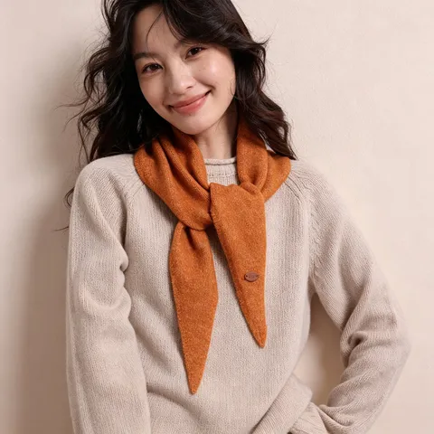 Damen Gestricktes Dreieckstuch Winter Warmer Rautenhalsschal Mit Lederetikett Weicher Wollmischschal Für Den Alltag Schal
