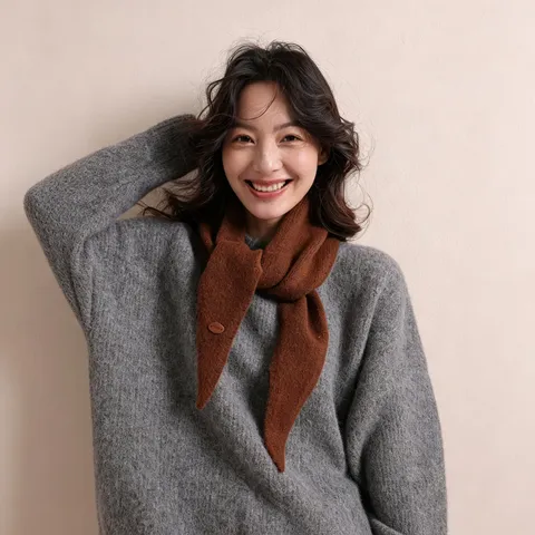 Damen Gestricktes Dreieckstuch Winter Warmer Rautenhalsschal Mit Lederetikett Weicher Wollmischschal Für Den Alltag Schal
