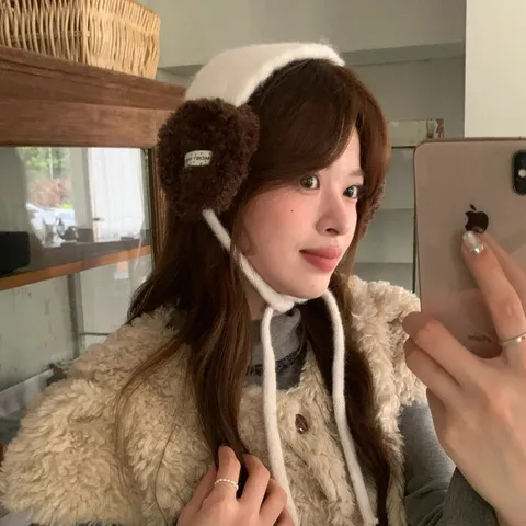 Damen Koreanischer Stil Winter Lammvlies Ohrenschützer Dicke Warme Ohrenwärmer Winddichte Plüsch Outdoor Kälteschutz Ohrenschützer