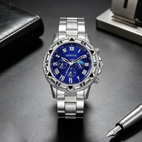 Ανδρικό Επαγγελματικό Ρολόι Quartz Μόδα Λουράκι από Κράμα Μεγάλο Καντράν Ρωμαϊκοί Αριθμοί Casual Ρολόι Χεριού
