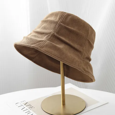Women Korean Retro Maillard Pleated Bucket Hat Autumn Winter Foldable Pure Cotton Fisherman Hat Fashionable Sunshade Pot Hat