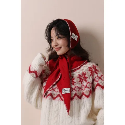 Damen Herbst Winter Strick Dreieckschal Und Ohrenschützer Set Warm Winddicht Hohler Freizeit Schal Set