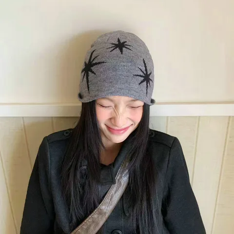 Koreaanse Stijl Sterpatroon Gebreide Muts Voor Dames Herfst Winter Warme Beanie Mode Casual Skull Cap Acryl Mix Hoed Cadeau