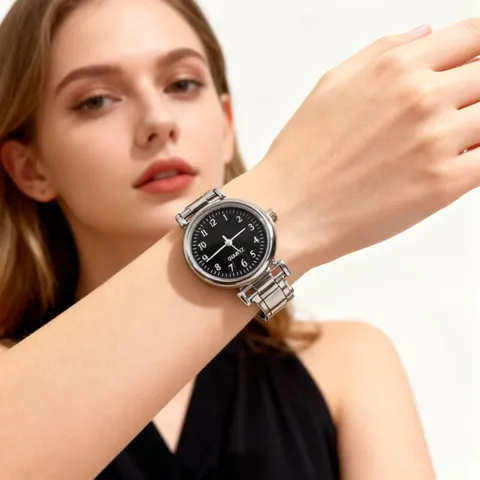 Edelstahl Quarzuhr Für Damen Minimalistische Analoge Armbanduhr Lässige Mode Dress Watch Mit Elastischem Armband