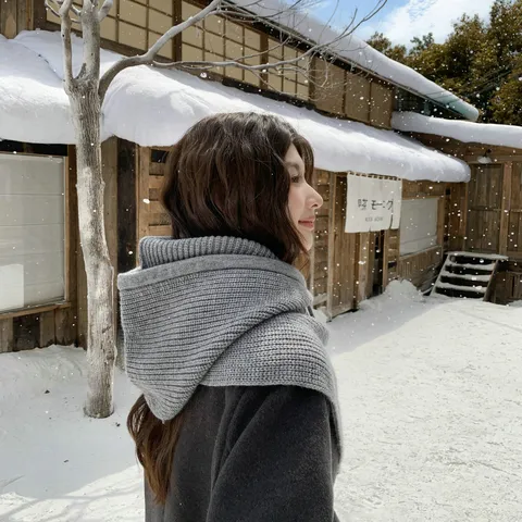 Effen Gebreide Balaclava Muts Vrouwen Winter Winddicht Warm Capuchon Sjaal Eendelig Thermische Oorbescherming Gebreide Muts