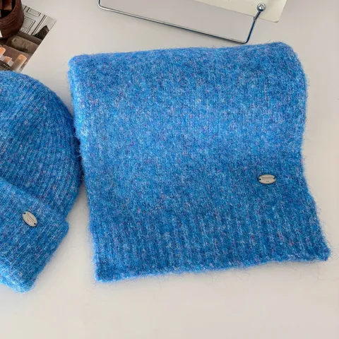 Damen Winter Warmer Kunstkaschmir Schal Einfarbig Weicher Halswickel Mit Metall-Etikett Modisches Kaltwetter-Accessoire