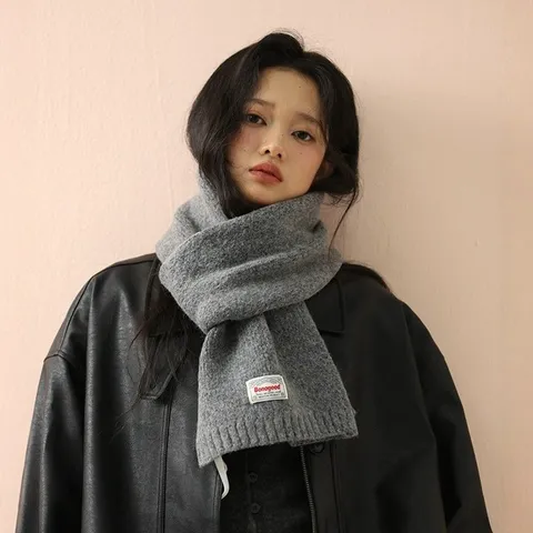 Damen Winter Warm Einfarbig Gestrickter Schal Weich Wollmischung Mode Hals Wärmer Lässig Vielseitiger Langer Schal