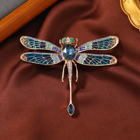 Broche Grande de Libélula Pin Aleación Strass Insecto Broches Moda Chal Cárdigan Cuello Joyería Regalo Para Mujeres